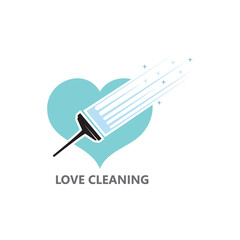 Creative Love Cleaning Concept Logo Design Vector template