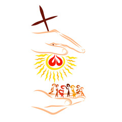 Lord saves, protects and blesses people, sacrifice and light