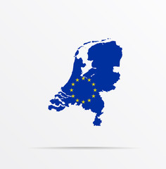 Vector map Netherlands combined with European Union EU flag.