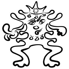 evil virus or a monster in a crown pokes at someone with a finger