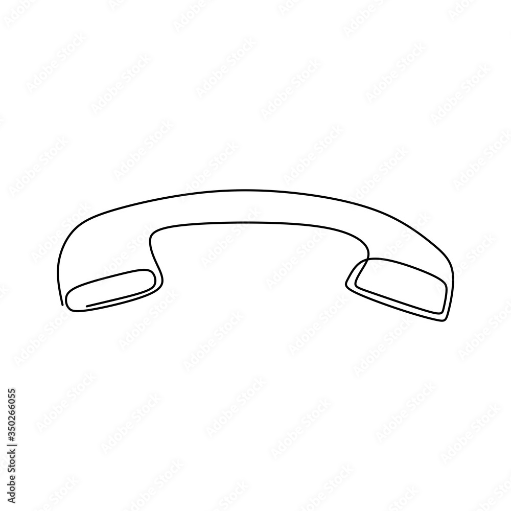 Aufkleber one line drawing of isolated vector object phone receiver. telephone icon isolated on white backgrou
