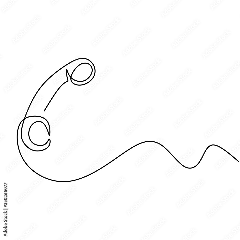 Poster one line drawing of isolated vector object phone receiver. telephone icon isolated on white backgrou