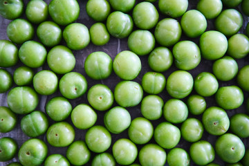 Close Up Of Green Plums Or Greengage