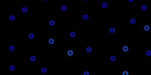 Dark blue vector background with covid-19 symbols.