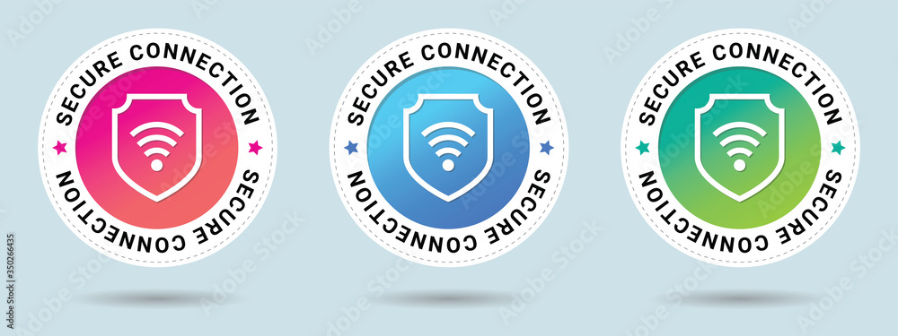 Poster secure connection stamp vector illustration. vector certificate icon. set of 3 beautiful color gradi