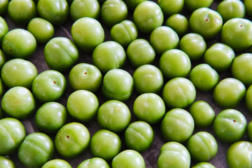 Close Up Of Green Plums Or Greengage