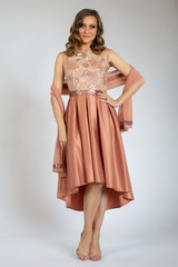 Fototapeta premium beautiful girl posing in orange dress