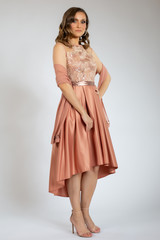 Fototapeta premium beautiful girl posing in orange dress