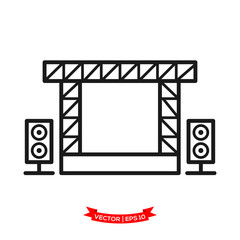 stage vector icon, concert icon in trendy flat design