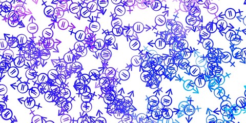 Light Purple vector background with woman symbols.