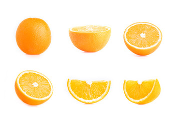 Orange collection. orange slices isolated on white background. fruit