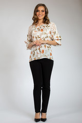 beautiful young girl posing in black pants and shirt