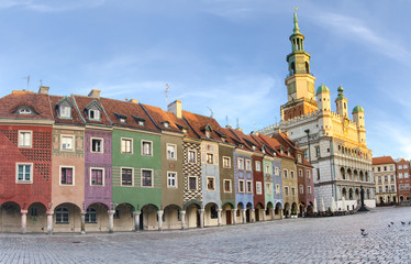 Crooked medieval houses at main square in Poznan  Poland