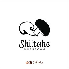 simple modern dark black shiitake mushroom logo. agriculture vector design template