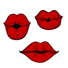 Red sexy girls lips vector set.