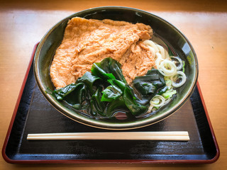 Juicy Kitsune & Wakame Udon in local restaurant.