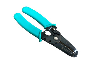 Wiring Pliers with green handle For use in stripping cables and jump cables. Suitable for technicians, experts want to use for electrical equipment. Isolated on white background with clipping path.