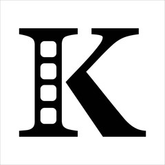 Letter K. The initial K letter logo design abstract cinema logo
