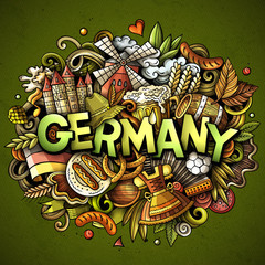 Germany hand drawn cartoon doodles illustration. Funny travel design.