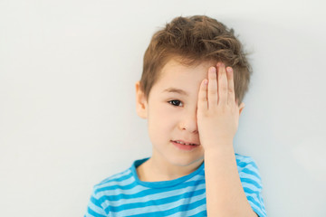 Little boy having eye test at ophthalmologist office