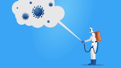 Medical scientist cleaning and disinfecting covid-19 coronavirus cells. Epidemic virus concept. Pandemic health risk. - Powered by Adobe