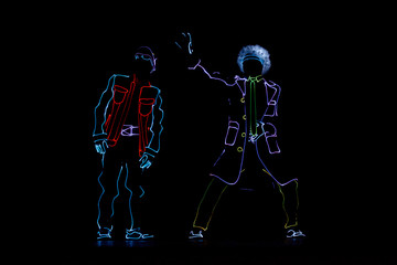 Fototapeta na wymiar Neon Glow dancers. Entertainment. 3D illutration.
