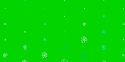 Light blue, green vector doodle pattern with flowers.