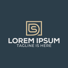 Design an SD letter monogram logo with a square shape.