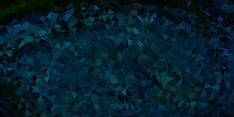 Dark blue, green vector poly triangle layout.