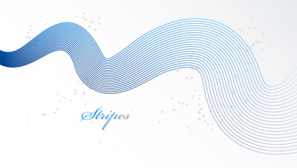 Blue 3D lines in motion dimensional vector abstract background, elegant curvy light stripy design element, template for banner or poster and other ads.