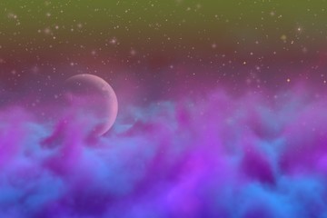 Abstract background creative illustration of cosmic sky with moon concept you can use for clipart purposes