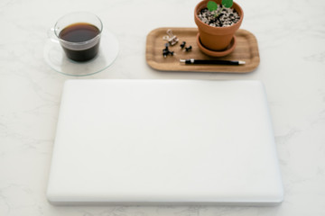 Obraz na płótnie Canvas Minimalist lifestyle desk workspace