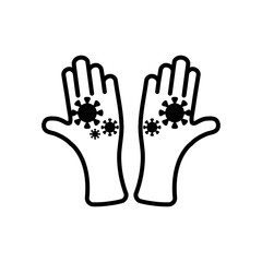 infected hands icon, line style