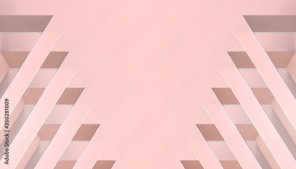 Poster illusion creative abstract line art concept and ideas on orange monotone background - 3d rendering