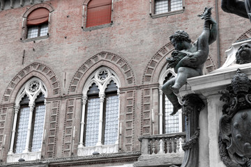 Fototapeta premium Bologna centro storico,piazza Nettuno e comune