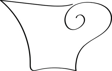 Cup - a black outline is drawn in one line. Tea party symbol in abstract form, child's drawing.