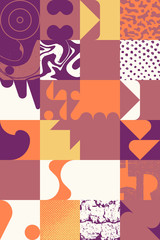 Pattern With Abstract Vector Geometric Shapes And Organic Natural Textures