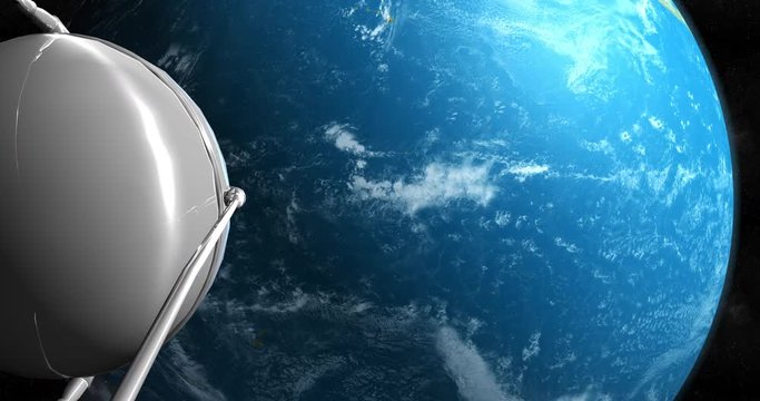 Russian Satellite Sputnik Orbiting Around Planet Earth