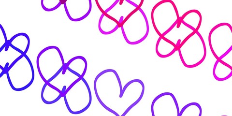 Light Blue, Red vector background with hearts.