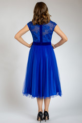 girl in a blue dress