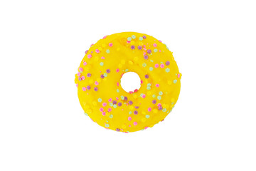 Yummy yellow donut isolated on white background