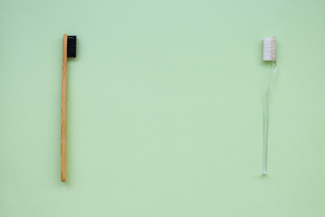 wooden and plastic toothbrushes