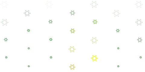 Light Green, Red vector backdrop with virus symbols.