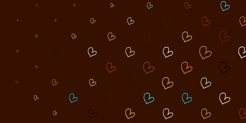 Light Blue, Yellow vector texture with lovely hearts.