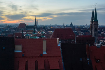 Obraz premium View at historical center of old German city Nuremberg from the Nuremberg castle, Germany. October 2014