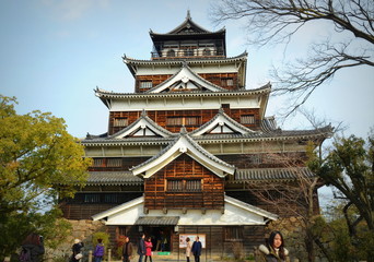 Hiroshima Castle was constructed in 1590s, but was destroyed by the atomic bombing on 1945.  It was rebuilt in 1958, a replica of the original that now is the history museum of the city. 04-11-2015