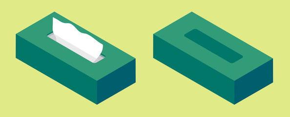 緑色　アイソメトリック　フラットデザイン　ティッシュペーパー　ベクターイラスト