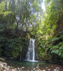 Obraz na płótnie Canvas walk and discover the prego salto waterfall on the island of sao miguel, azores.
