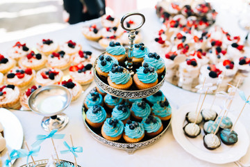 Obraz na płótnie Canvas Wonderful bright sweet cupcakes with berries