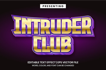 Intruder club - Modern metallic logo style editable text effect